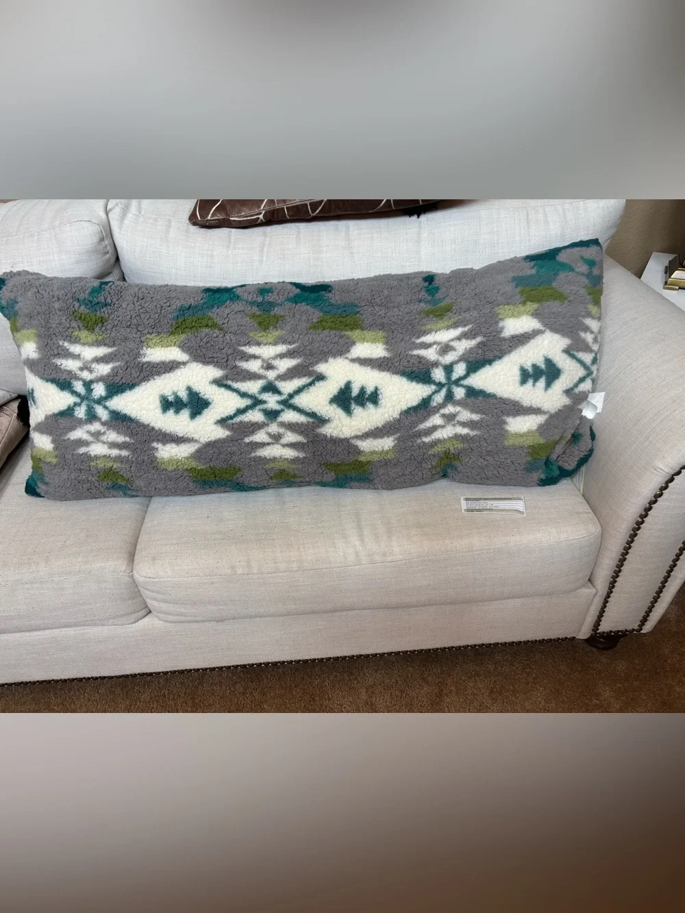 Pendleton Sherpa Body Pillow 20x48 Avra Valley Gray Teal Plush Costco